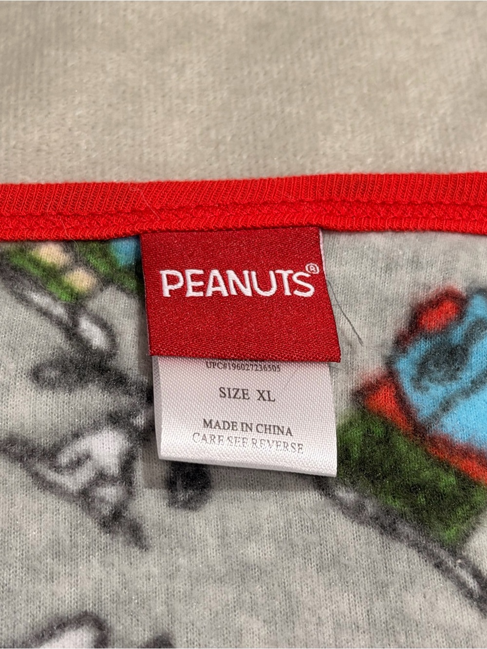 Peanuts Gray Fleece small Dog Vest with Red Trim and Holiday Print - Picture 2 of 3